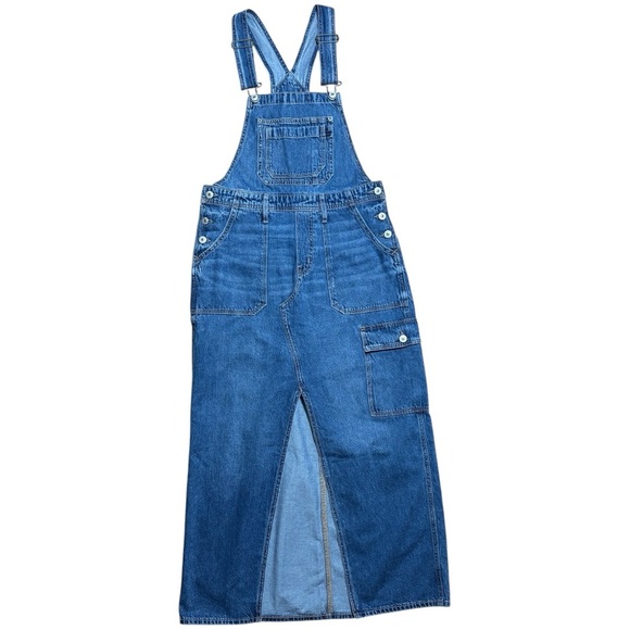 American Eagle Denim Cargo Overall Maxi Dress In Sz S - Picture 1 of 15